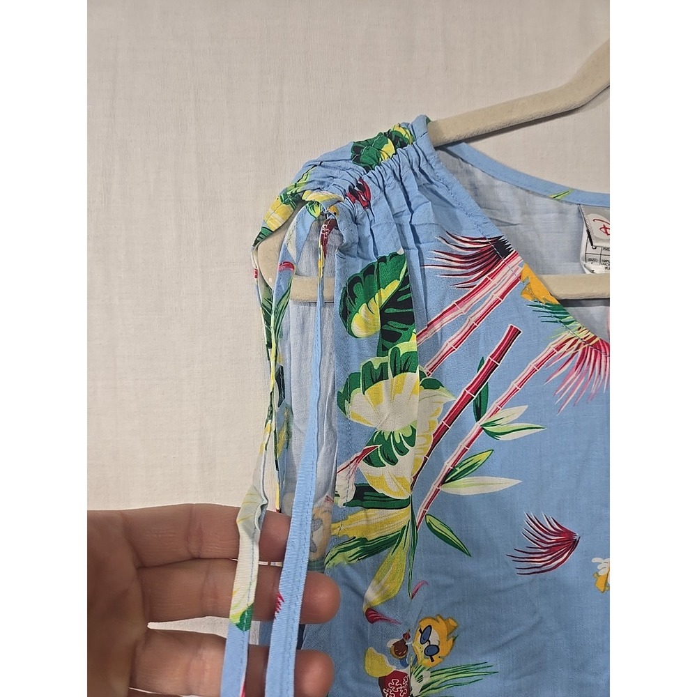 Disney Store Vintage Mickey & Minnie Hawaiian Blue Maxi Dress Women's Size L - Picture 2 of 9